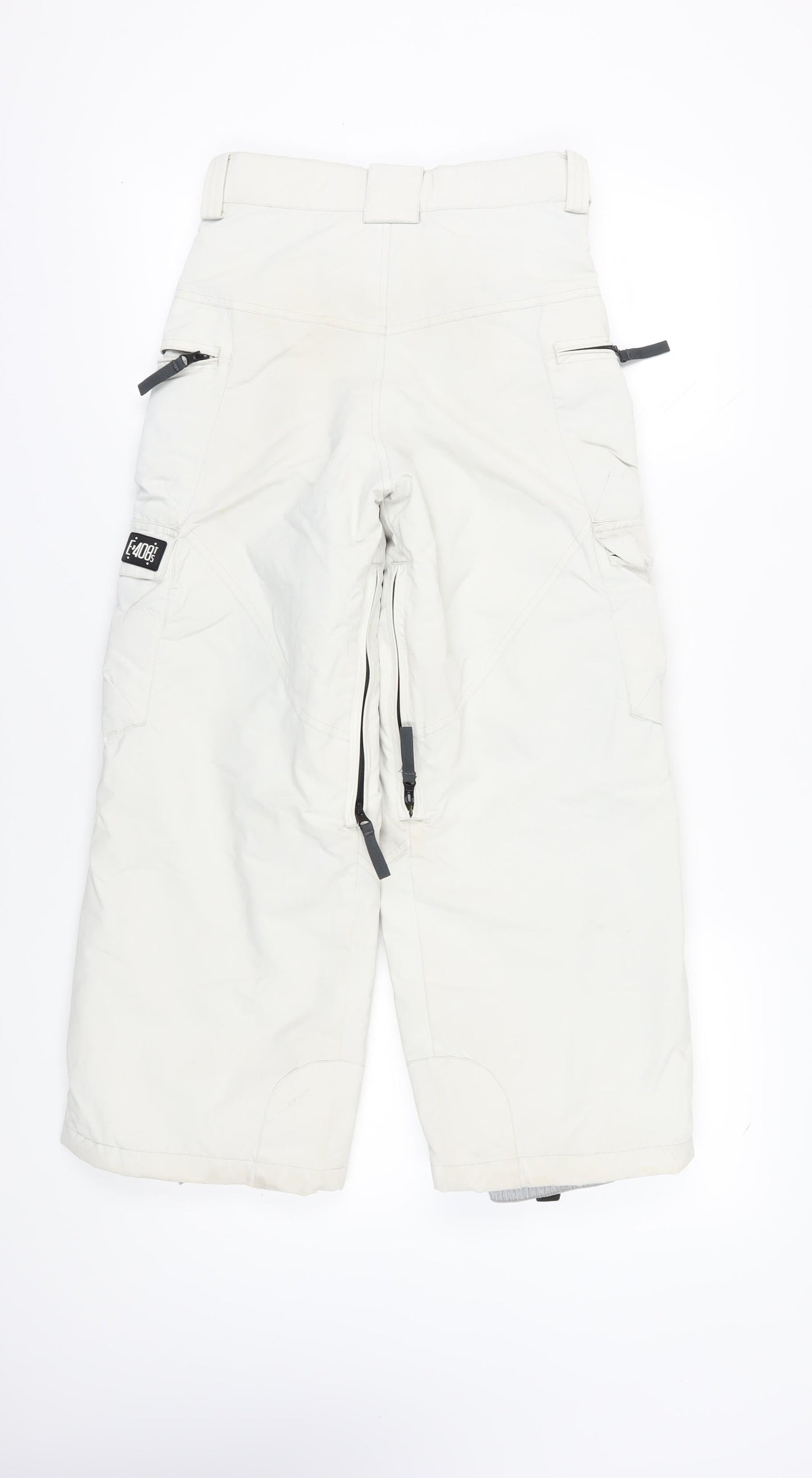 E408 Boys White Cargo Snow Trousers M Winter Ski Activewear
