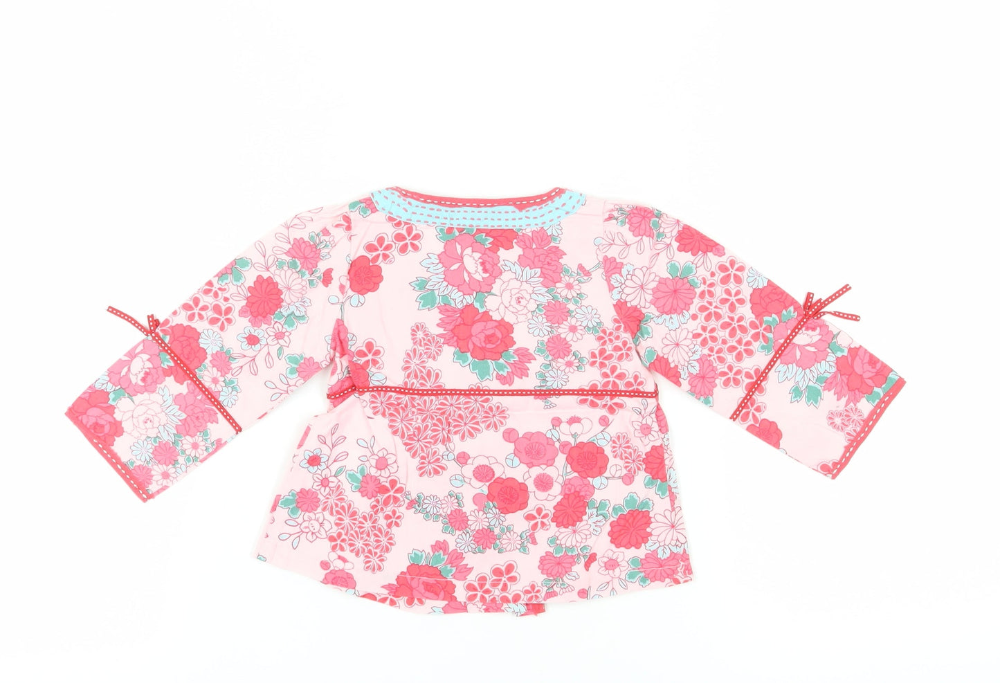 Monsoon Girls Pink Floral Wrap Blouse 12-18 Months