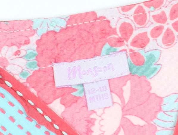 Monsoon Girls Pink Floral Wrap Blouse 12-18 Months