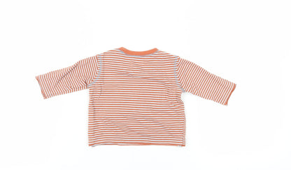 Monsoon Unisex Orange Striped Long Sleeve T-Shirt 3-6M