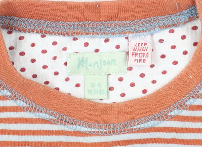 Monsoon Unisex Orange Striped Long Sleeve T-Shirt 3-6M