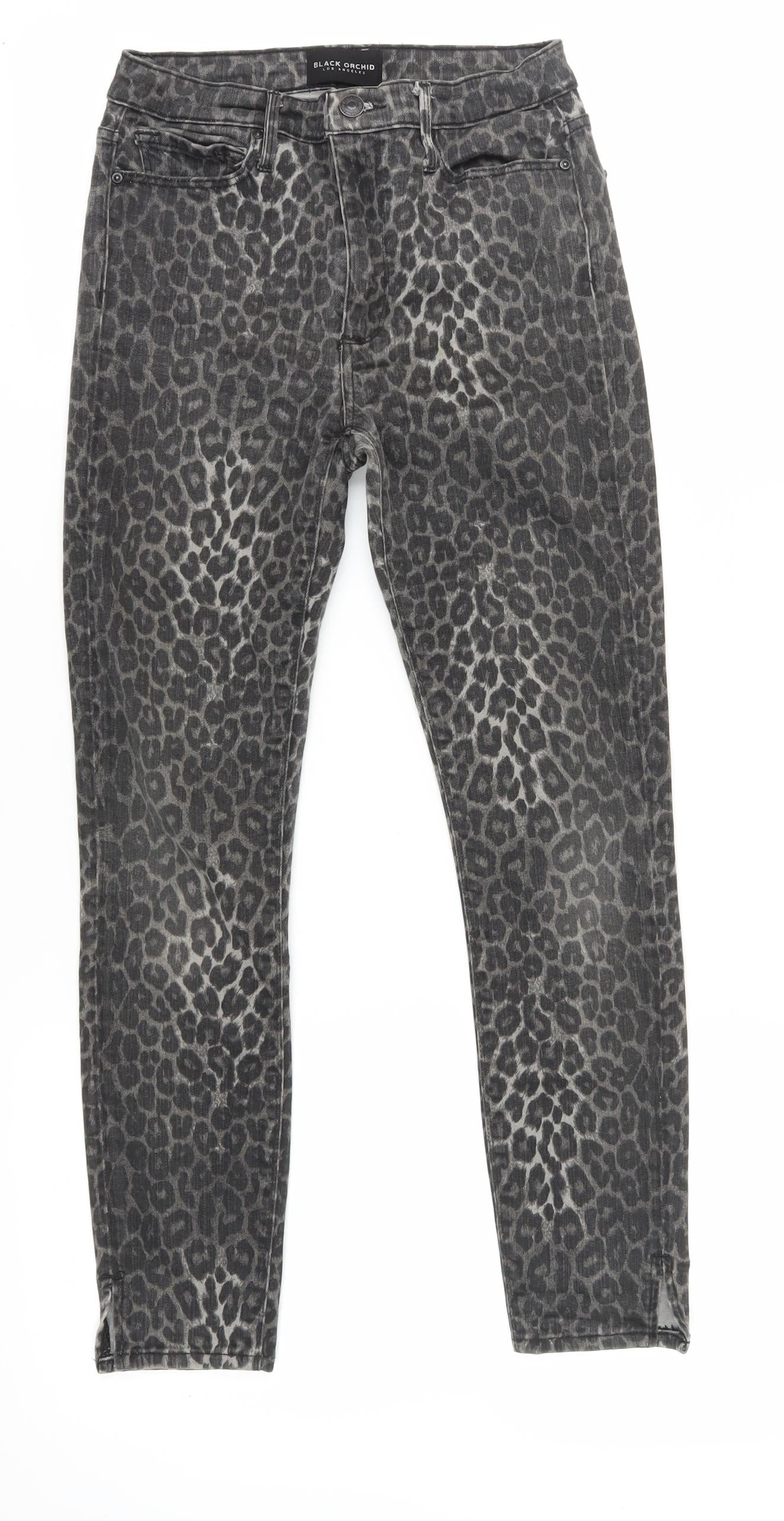 Black Orchid Women's Grey Skinny Jeans 25 - Animal Print Style