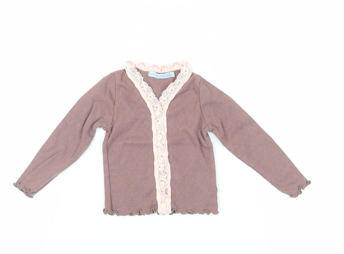 Additional front view of Jigsaw Junior girls’ brown blouse -, size 4, elegant knit pullover