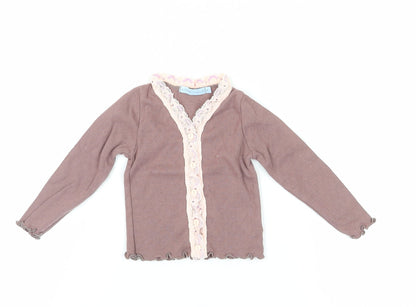 Additional front view of Jigsaw Junior girls’ brown blouse -, size 4, elegant knit pullover