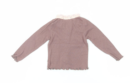 Back view of Jigsaw Junior girls’ brown blouse -, size 4, elegant knit pullover