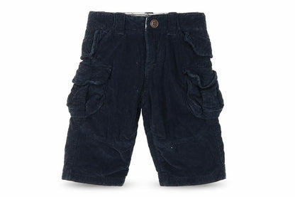 Front view of Gap boys’ black cargo shorts 6-12 months, corduroy, pockets