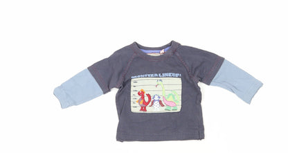 Monsoon Blue Graphic T-Shirt, Unisex 3-6 Months, Long Sleeve