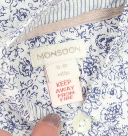Monsoon Unisex Baby Floral Long Sleeve Button-Up Shirt 12-18 Months