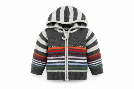 Monsoon Unisex Baby Hooded Cardigan, 9-12 Months, Grey Stripe