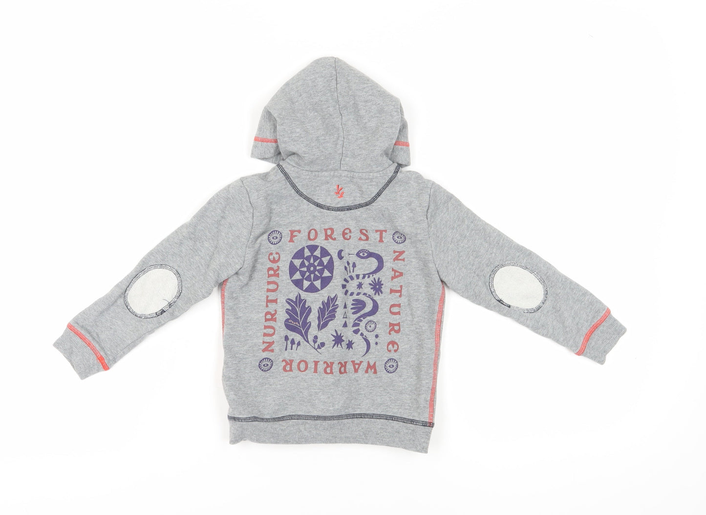 White Stuff Grey Girls' Hoodie, 3-4 Years, Full Zip, Nature Print