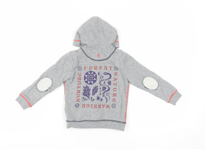White Stuff Grey Girls' Hoodie, 3-4 Years, Full Zip, Nature Print