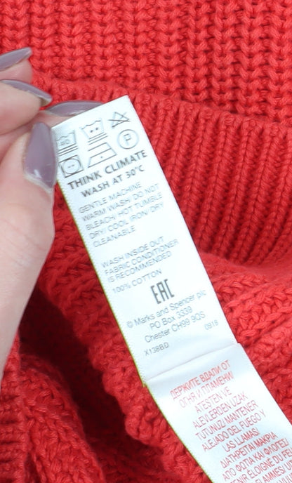 Womens UK Size M Marks and Spencer Red Pullover Jumper