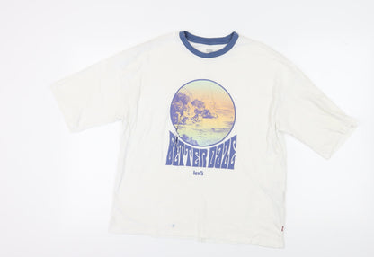 Unisex Adults UK Size XS Levi's White Ringer T-Shirt