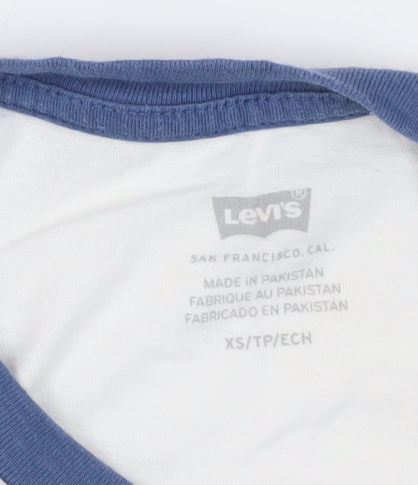 Unisex Adults UK Size XS Levi's White Ringer T-Shirt