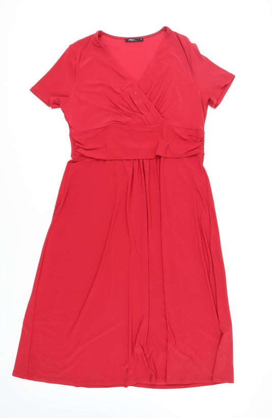 Dash Women’s Red Wrap Dress Size 16 Short Sleeve