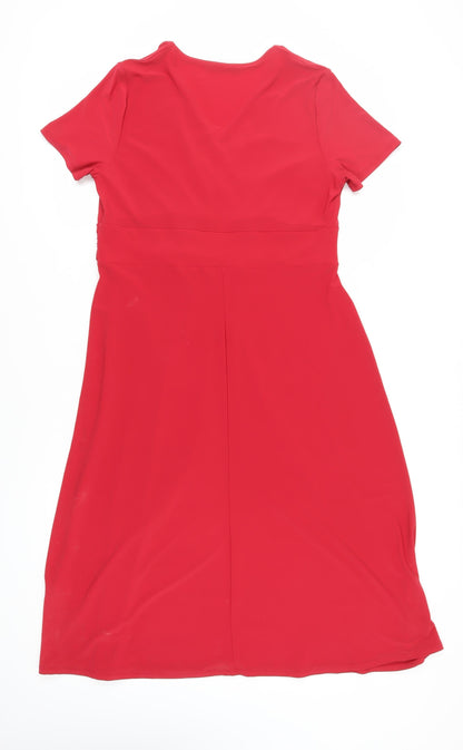 Dash Women’s Red Wrap Dress Size 16 Short Sleeve