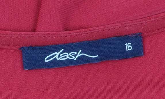 Dash Women’s Red Wrap Dress Size 16 Short Sleeve