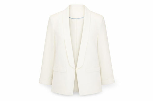 Front view of Miss Selfridge Women's White Tuxedo Blazer, size 10