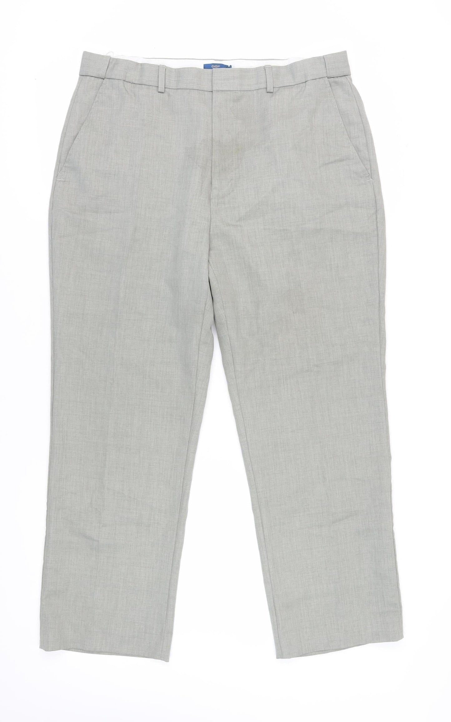 Mens UK Size 38 Cotton Traders Regular Fit Dress Pants Grey Trousers