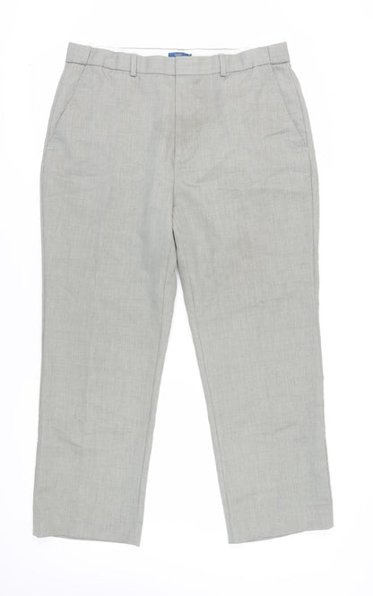 Mens UK Size 38 Cotton Traders Regular Fit Dress Pants Grey Trousers