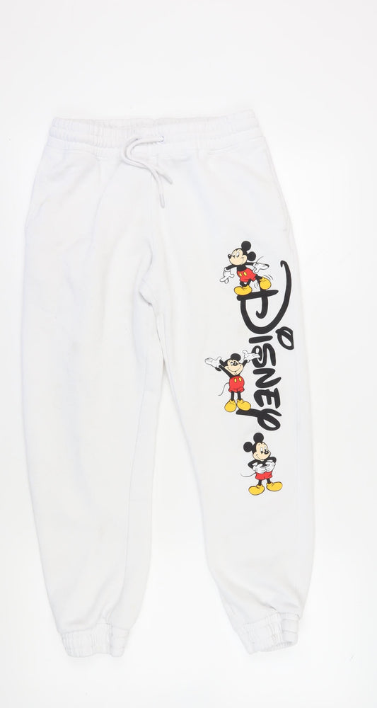 Disney Women's S White Jogger Trousers with Mickey Design