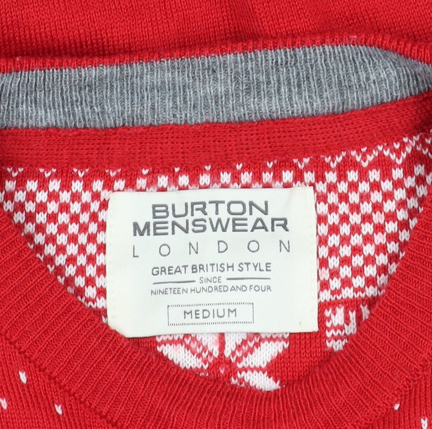 Burton Menswear Christmas Jumper Red M Men Pullover
