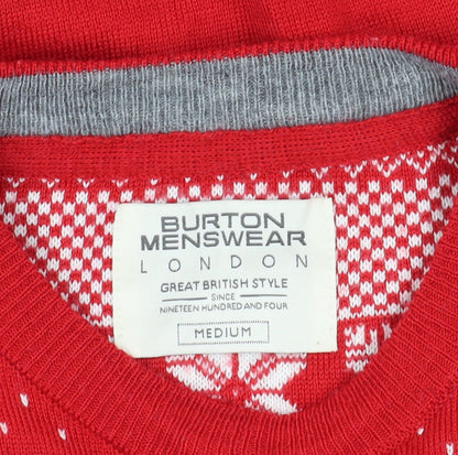 Burton Menswear Christmas Jumper Red M Men Pullover