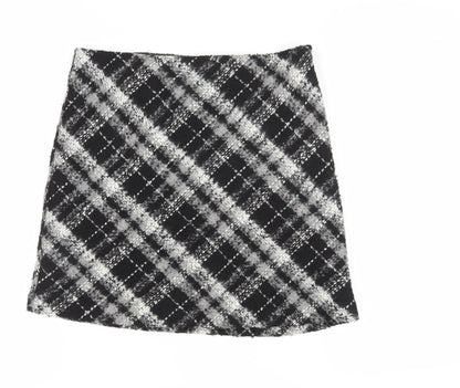 Marks and Spencer Women's Black A-Line Check Skirt Size 10