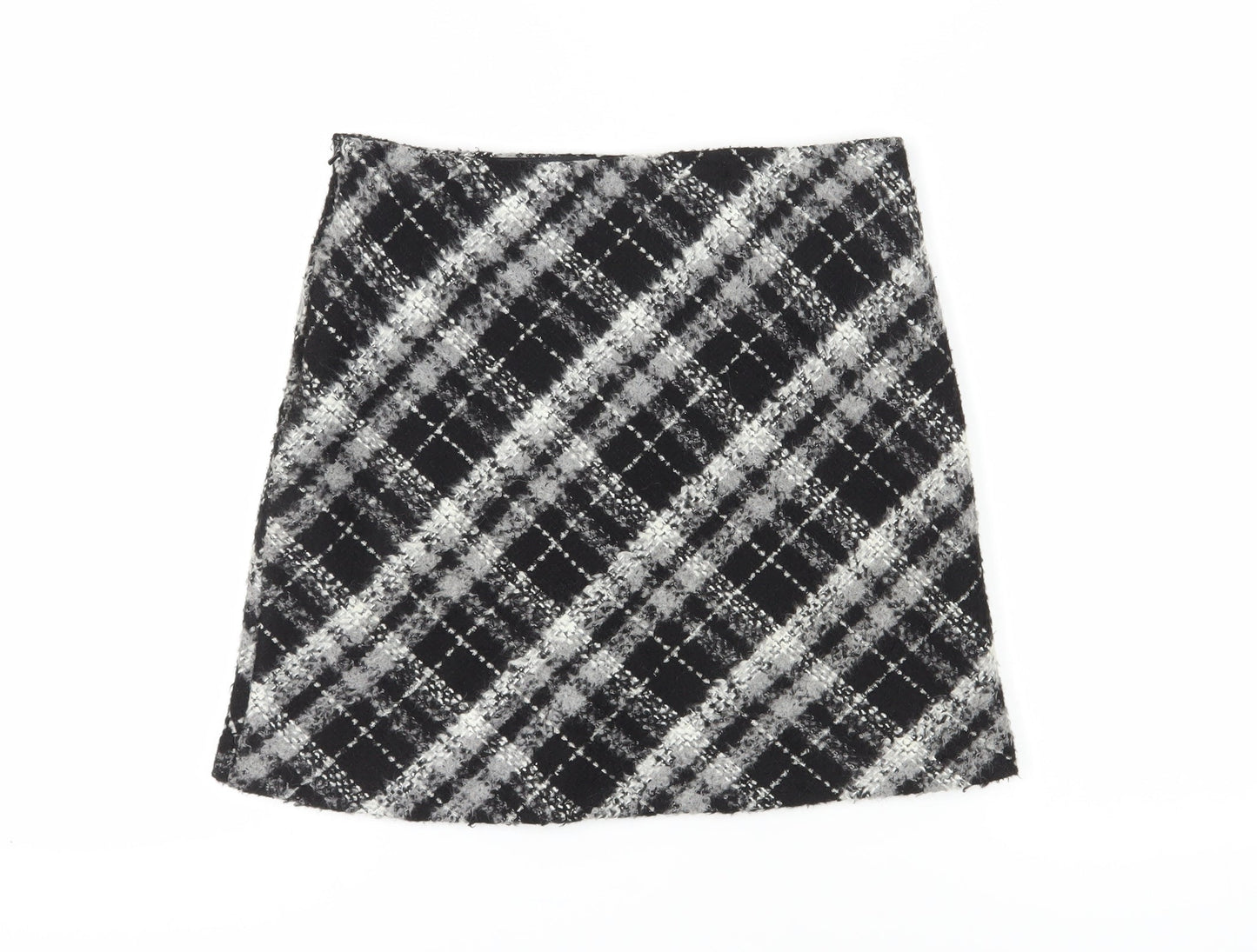 Marks and Spencer Women's Black A-Line Check Skirt Size 10