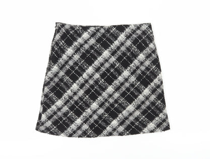 Marks and Spencer Women's Black A-Line Check Skirt Size 10