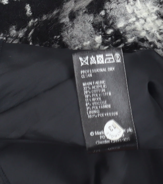 Marks and Spencer Women's Black A-Line Check Skirt Size 10