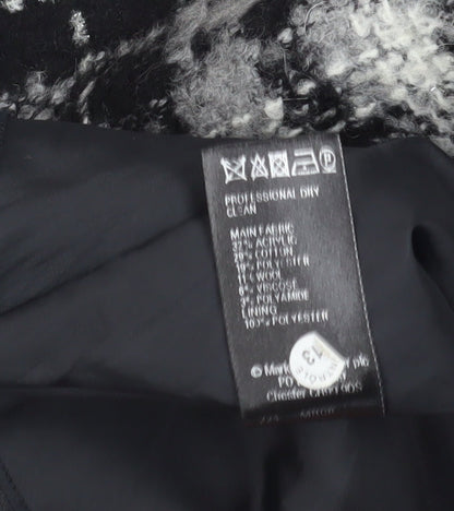 Marks and Spencer Women's Black A-Line Check Skirt Size 10