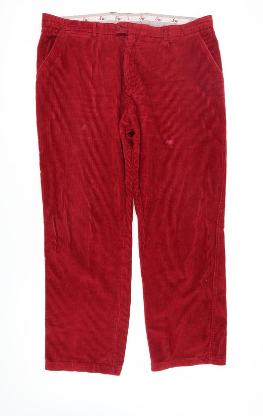 Samuel Windsor Men's Red Corduroy Chino Trousers XL