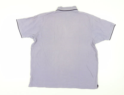 EWM Men's Blue Polo Shirt - Size L, Short Sleeve, Casual