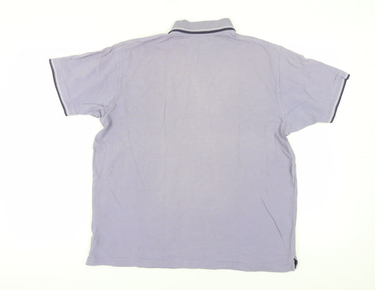 EWM Men's Blue Polo Shirt - Size L, Short Sleeve, Casual