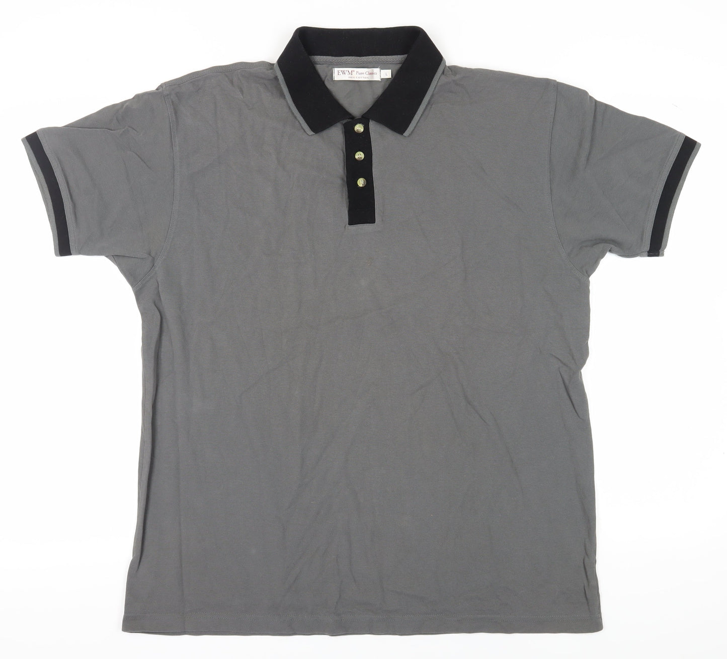 EWM Men's Grey Polo Shirt Short Sleeve L Regular