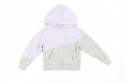 Skechers Girls Purple Grey Pullover Hoodie, 4 Years, Cotton Blend