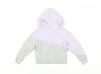 Skechers Girls Purple Grey Pullover Hoodie, 4 Years, Cotton Blend