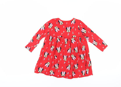 George Girls Red Minnie Mouse A-Line Dress 2-3 Years