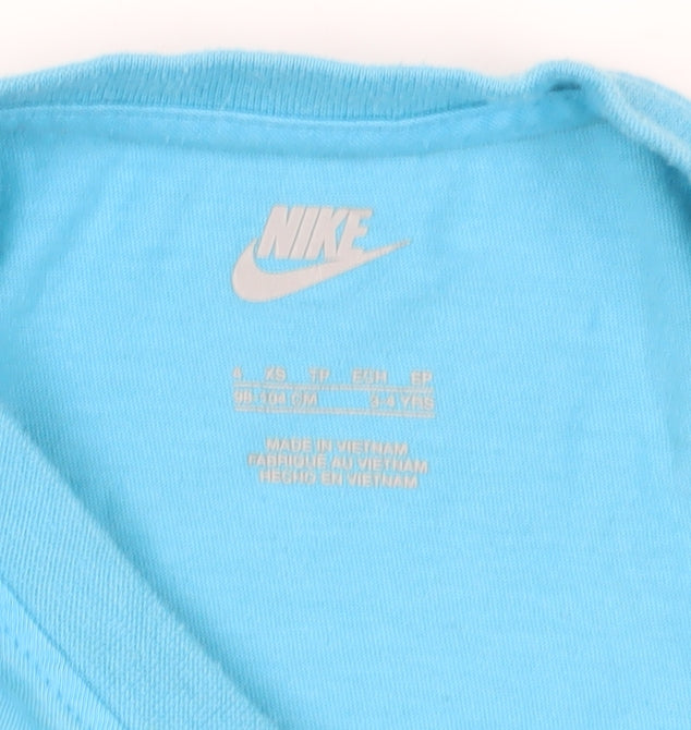 Nike Girls Blue Graphic T-Shirt - 4 Years