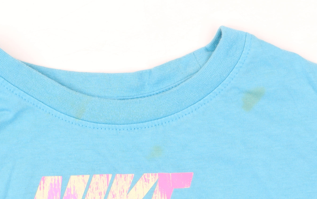 Nike Girls Blue Graphic T-Shirt - 4 Years
