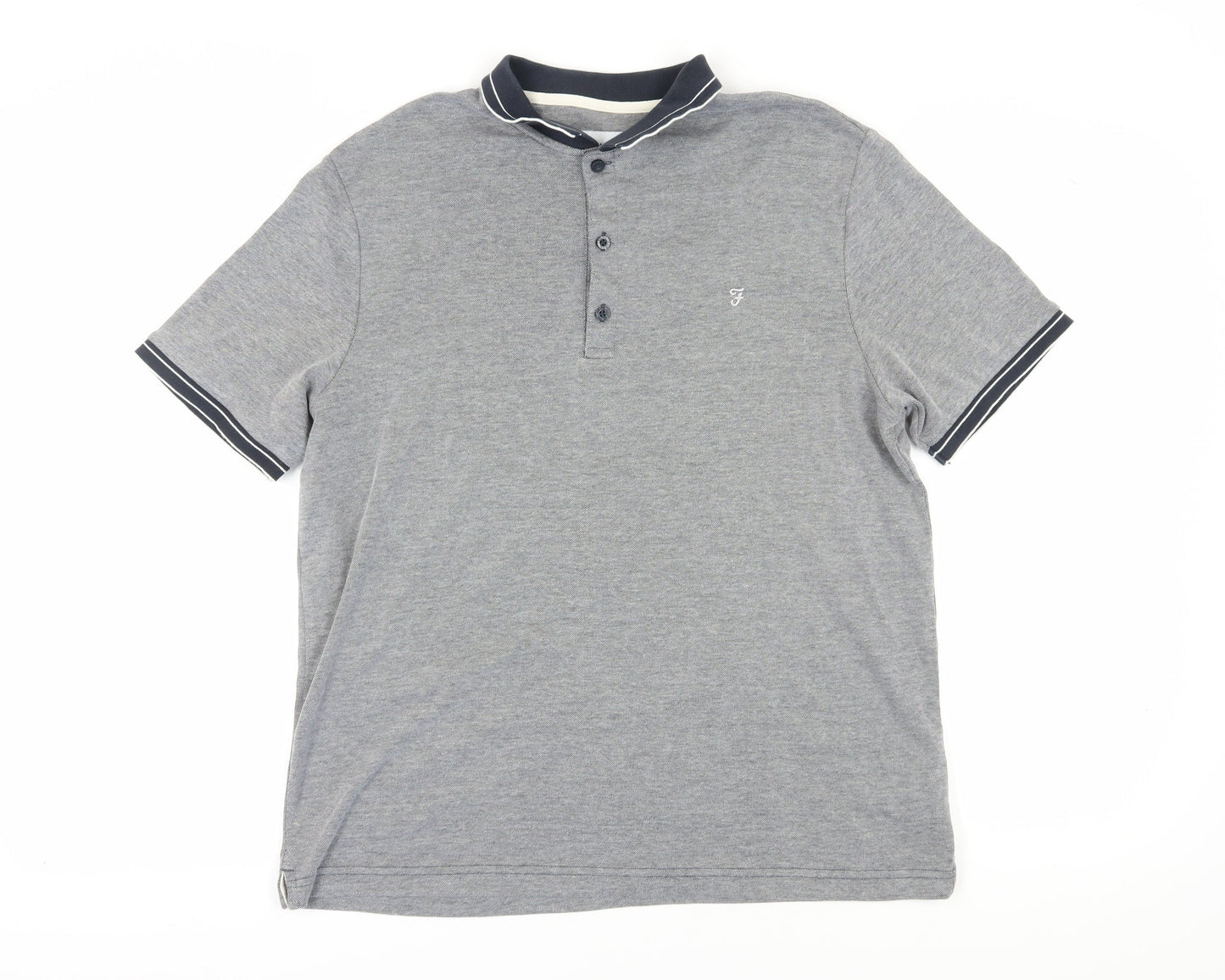 Farah Men's Grey Polo L Modern Fit Short Sleeve