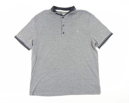Farah Men's Grey Polo L Modern Fit Short Sleeve