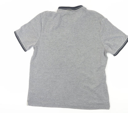 Farah Men's Grey Polo L Modern Fit Short Sleeve