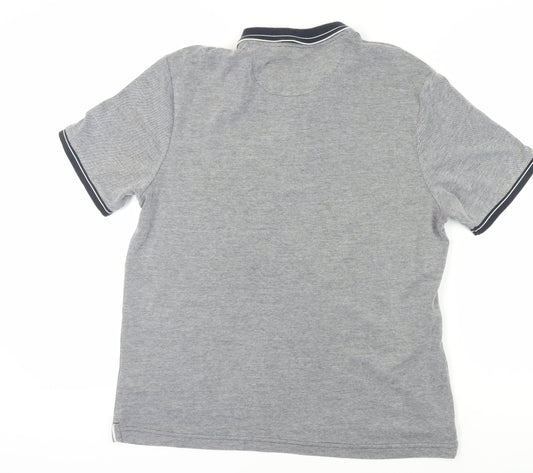 Farah Men's Grey Polo L Modern Fit Short Sleeve