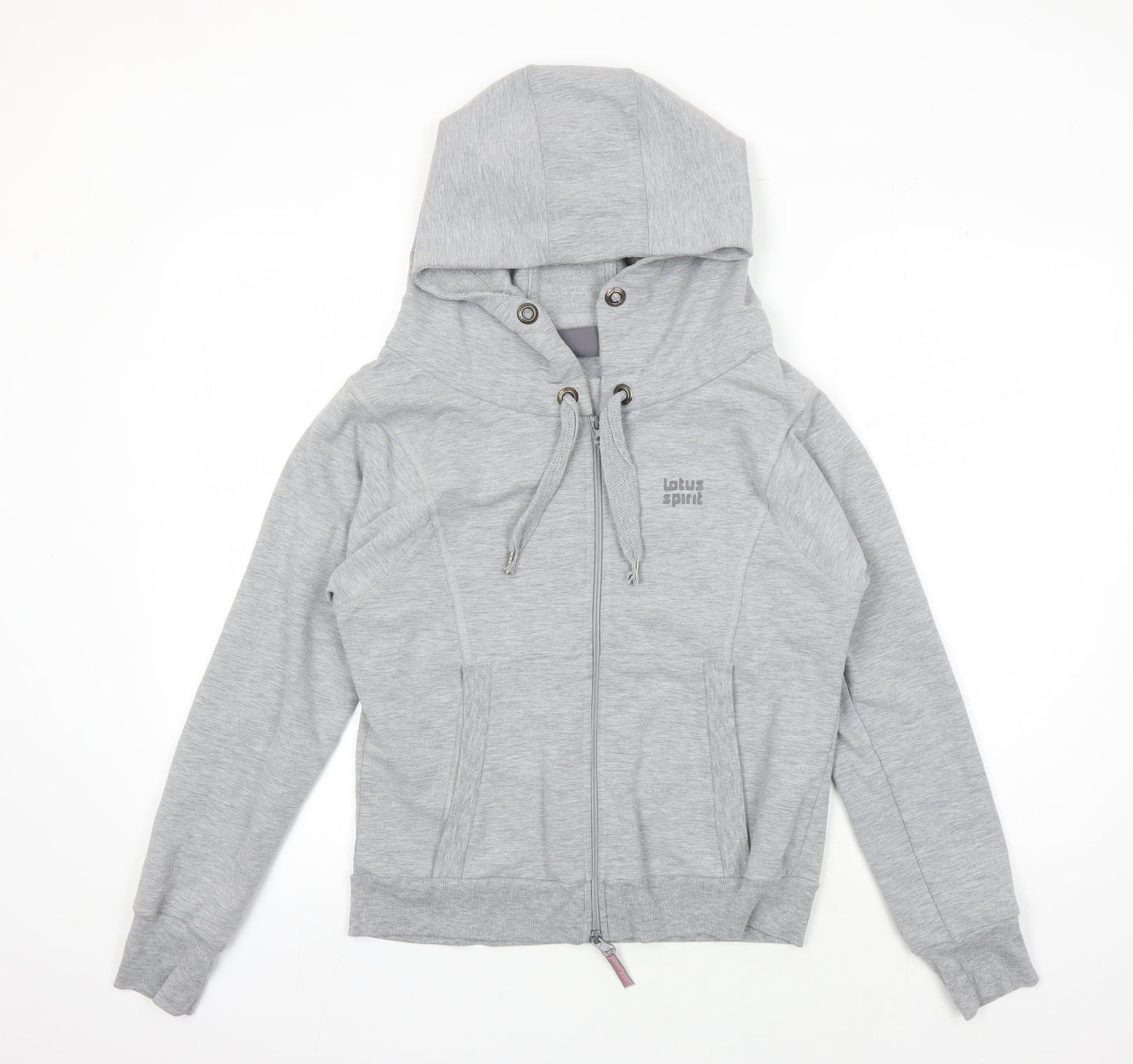 Lotus Spirit Women's Grey Hoodie, M, Full Zip, All Seasons