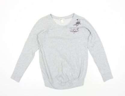 H&M Women's Grey Sequin Pullover Sweatshirt, Size S