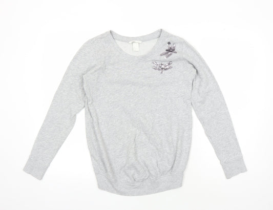 H&M Women's Grey Sequin Pullover Sweatshirt, Size S
