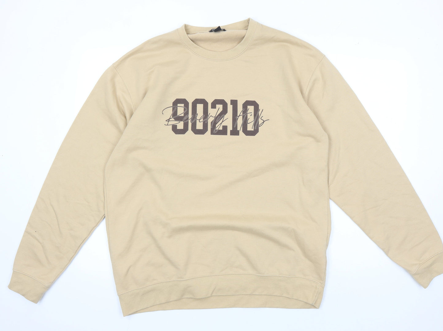 Mens UK Size M Boohoo Beige Pullover Sweatshirt