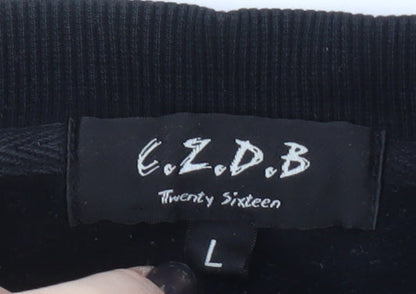C.Z.D.B Men's L Black Pullover Art Sweater